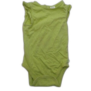 Children's Place Girls RuffleSleeve Onesie Size 12 Months Yellow-Green Back Snap